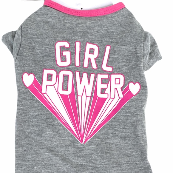Wag & Bone Girl Power Dog Shirt, Gray, Pink, Small, Medium - Picture 3 of 5